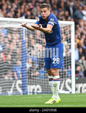 Londra, Regno Unito. 08 apr, 2019. Cesar Azpilicueta del Chelsea durante il match di Premier League tra Chelsea e Liverpool a Stamford Bridge il 22 settembre 2019 a Londra, Inghilterra. (Foto di Zed Jameson/phcimages.com) Credit: Immagini di PHC/Alamy Live News Foto Stock