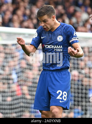 Londra, Regno Unito. 08 apr, 2019. Cesar Azpilicueta del Chelsea durante il match di Premier League tra Chelsea e Liverpool a Stamford Bridge il 22 settembre 2019 a Londra, Inghilterra. (Foto di Zed Jameson/phcimages.com) Credit: Immagini di PHC/Alamy Live News Foto Stock