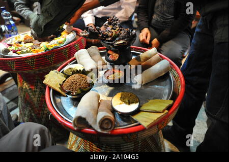 Tipico pasto etiope Foto Stock