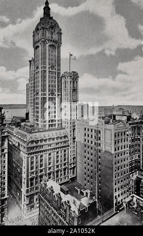 Il cantante edificio e parte del Quartiere Finanziario di New York City, circa 1912 Foto Stock