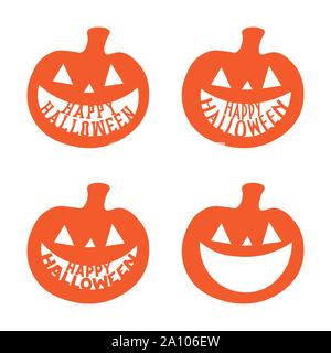 Simboli di Halloween zucca, lettering Halloween party decor. Happy Halloween tagliare la zucca. Illustrazione Vettoriale