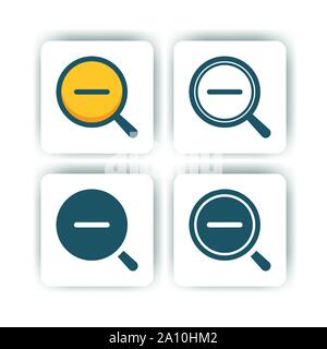 Icona zoom indietro per il mobile, web e la presentazione con schermo piatto a colori vector illustrator Illustrazione Vettoriale