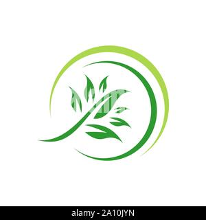 Foglia verde eco friendly logo design icona vettore illustrazioni Illustrazione Vettoriale