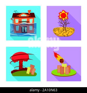 Oggetto isolato di crollo e segno dell'ambiente. Raccolta di crollo e angoscia simbolo azionario per il web. Illustrazione Vettoriale