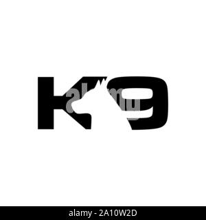 La formazione k9 cane logo design vector idee su uno sfondo bianco Illustrazione Vettoriale