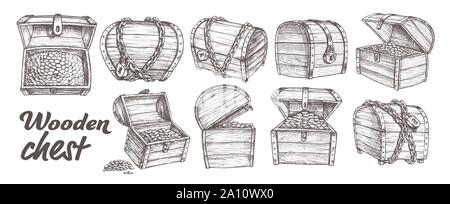 Scrigno Collezione monocromatica vettore Set Illustrazione Vettoriale