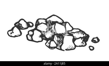 Pila di pietra ghiaia Ciottoli vettore monocromatica Illustrazione Vettoriale