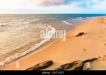 E deserta spiaggia paradisiaca sull isola di Ilhabela nella costa nord di São Paulo, Brasile nella costa nord di São Paulo, Brasile Foto Stock