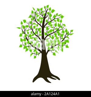 Lonely estate albero isolato su sfondo bianco. Illustrazione Vettoriale Illustrazione Vettoriale