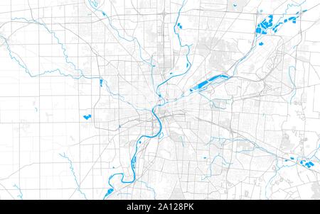 Ricco di vettore dettagliata mappa area di Dayton, Ohio, Stati Uniti d'America. Mappa modello per arredamento di casa. Illustrazione Vettoriale