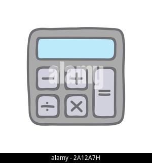 Icona calcolatrice vettore. Segno di risparmio isolato su bianco, economia, alla moda in stile piatto per il graphic design, sito Web UI. Illustrazione Vettoriale