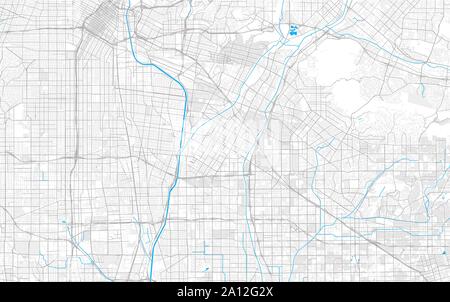Ricco di vettore dettagliata mappa area di Downey, California, Stati Uniti d'America. Mappa modello per arredamento di casa. Illustrazione Vettoriale