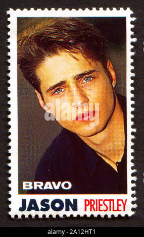 Jason Priestley su un vintage francobollo dal Bravo dai primi anni ottanta Foto Stock