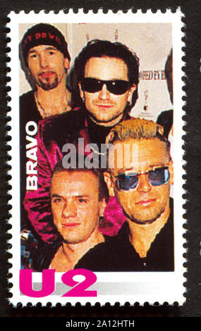 U2 su un vintage francobollo dal Bravo dai primi anni ottanta Foto Stock