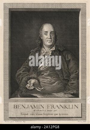 Benjamin Franklin (1706-90) statista americano, stampante e lo scienziato Foto Stock