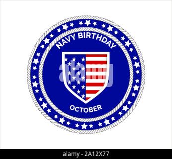 Navy compleanno festeggiato in ottobre XIII XIII in Stati Uniti. Illustrazione Vettoriale