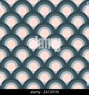 Colorfull seamless pattern with scale circle one inside one. Thematic color palette for events or seasons. Illustrazione Vettoriale