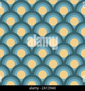 Colorfull seamless pattern with scale circle one inside one. Thematic color palette for events or seasons. Illustrazione Vettoriale