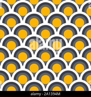 Colorfull seamless pattern with scale circle one inside one. Thematic color palette for events or seasons. Illustrazione Vettoriale