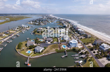 Vista aerea di Surfside Beach e Murrells Inlet, Carolina del Sud e la costa atlantica. Foto Stock
