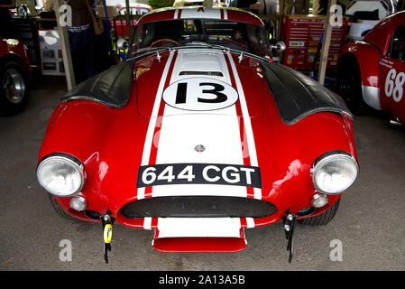 1963 AC Cobra di Le Mans Coupe nel paddock come pilotati da Shaun Lynn & Karun Chandhok nella celebrazione RAC gara al Goodwood xiii sett 2019 Foto Stock