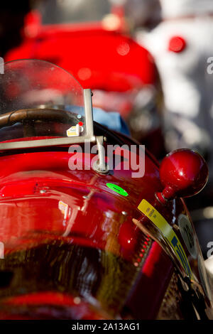 Dettaglio di un rosso vintage monoposto racing car al Goodwood xiii sett 2019 a Chichester, Inghilterra. Copyright Michael Cole Foto Stock