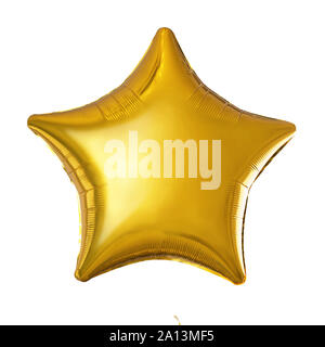 Figurato palloncino Golden Star isolato su sfondo bianco Foto Stock