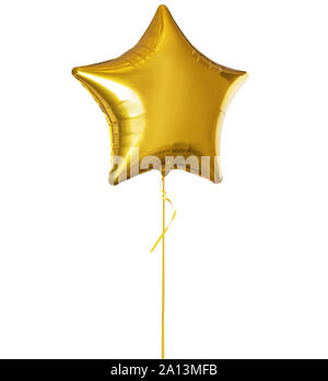 Figurato palloncino Golden Star isolato su sfondo bianco Foto Stock