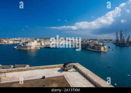 Il Grand Harbour di La Valletta Foto Stock