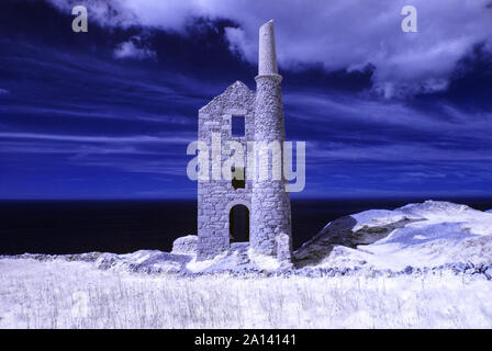 Wheal Owles, abbandonata miniera di stagno Casa motore, Cornwall Regno Unito - Posizione per la Poldark serie TV Foto Stock