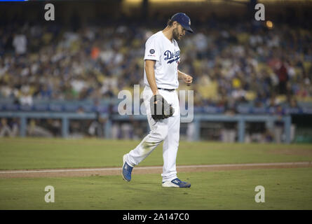 Los Angeles, California, USA. Xx Settembre, 2019. LOS ANGELES, CA - 20 settembre: Clayton Kershaw #22 del Los Angeles Dodgers durante la partita contro il Colorado Rockies a Dodger Stadium il 20 settembre 2019 a Los Angeles, California. Il Dodgers ha vinto 12-5.Armando Arorizo Credito: Armando Arorizo/Prensa Internacional/ZUMA filo/Alamy Live News Foto Stock