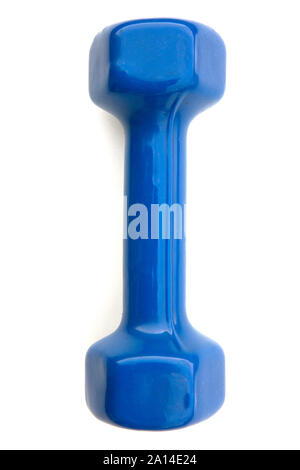Blue Dumbbell isolati su sfondo bianco. 2kg di pesi, colore blu dumbell. Foto Stock