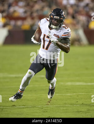 Landover, Maryland, Stati Uniti d'America. 23 Sep, 2019. Chicago Bears wide receiver Anthony Miller (17) porta la palla dopo un ricevimento nel secondo trimestre contro Washington Redskins a FedEx in campo Landover, Maryland il lunedì, 23 settembre 2019 Credit: Ron Sachs/CNP/ZUMA filo/Alamy Live News Foto Stock