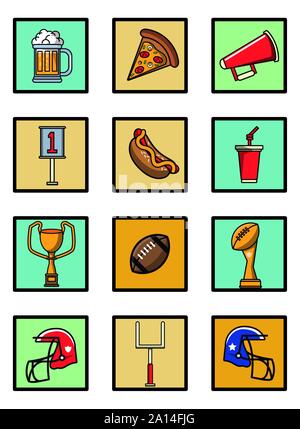 Bundle di cibo e sport impostare le icone Illustrazione Vettoriale