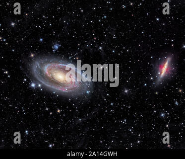 Galassie Messier 81 e Messier 82 nella costellazione dell'Orsa Maggiore. Foto Stock