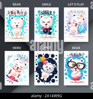 Simpatici animali - set di orso polare Illustrazione Vettoriale