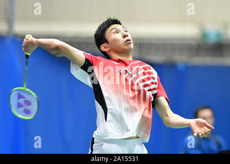 Sydney, Australia. Il 22 settembre, 2019. Yusuke Onodera (Giappone) visto in azione durante il Sydney International uomini Single Finals match contro Lim Chong Re (Malesia). Onodera ha vinto la partita 21-8, 21-15. Credito: SOPA Immagini limitata/Alamy Live News Foto Stock