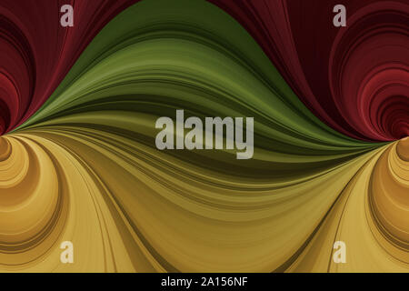 Rosso, verde e giallo orizzontale linee curve, sfondo astratto, modello senza giunture Foto Stock