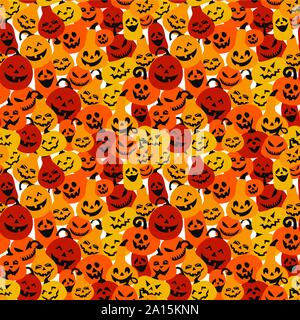 Vacanze di Halloween con diverse varietà di zucche, senza soluzione di continuità la superficie di sfondo del modello Illustrazione Vettoriale