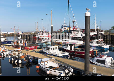 dh Scrabster marina THURSO CAITHNESS SCOZIA Barche nel porto scozzese marina uk Foto Stock
