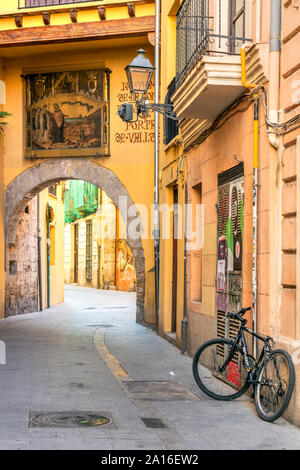 Angolo pittoresco della città vecchia, Valencia, Comunidad Valenciana, Spagna Foto Stock