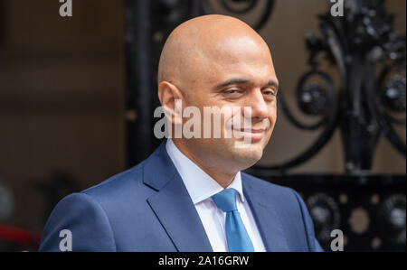 Londra REGNO UNITO 24 sett. 2019 Sajid Javid MP PC il Cancelliere dello scacchiere in Downing Street Credit Ian DavidsonAlamy Live News Foto Stock