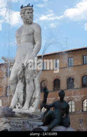 Fontana del Nettuno Piazza della Signoria, Firenze, Italia Foto Stock