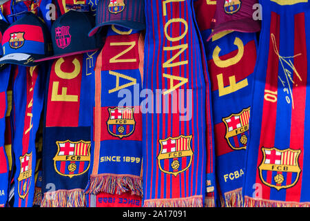 Barcellona FC ingranaggio della ventola, Barcelona, Spagna. Foto Stock