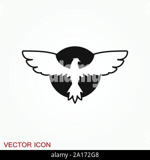 Icona Eagle. Modello vettoriale per la progettazione del logo, icona piatta. Illustrazione Vettoriale