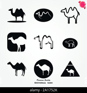 Icona del cammello. Il simbolo di vettore animale africano per il web e design. Illustrazione Vettoriale