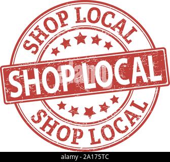 SHOP locale realistico grunge timbri in gomma, differenti colori di inchiostro, diverse forme, isolato su sfondo bianco, illustrazione vettoriale Illustrazione Vettoriale