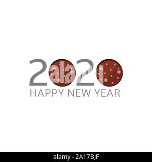 2020 Felice Anno Nuovo icona di salsiccia Illustrazione Vettoriale