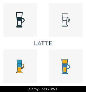 Il latte e la relativa icona. Linea sottile design simbolo da coffe shop icona Collezione. Interfaccia utente e UX. Creative latte semplice icona per web e mobile Illustrazione Vettoriale