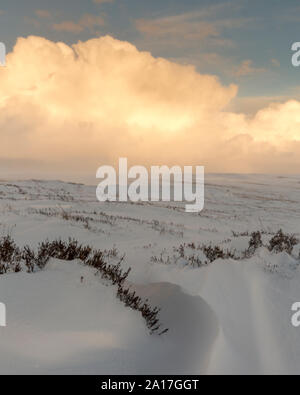 Scena invernale nel North York Moors National Park che mostra la deriva della neve. Foto Stock